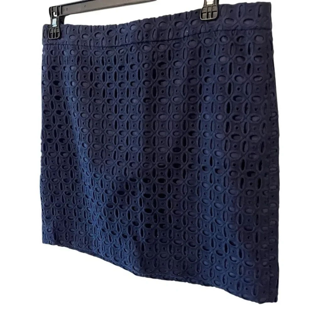 J Crew eyelet blue mini skirt women’s skirt size 4 preppy classy feminine workwe